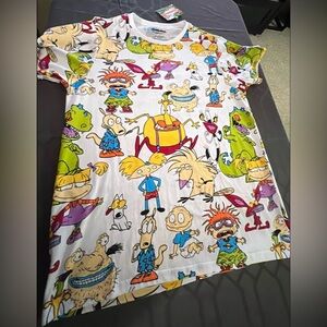Nickelodeon Characters Men’s White Tee Shirt Size Large